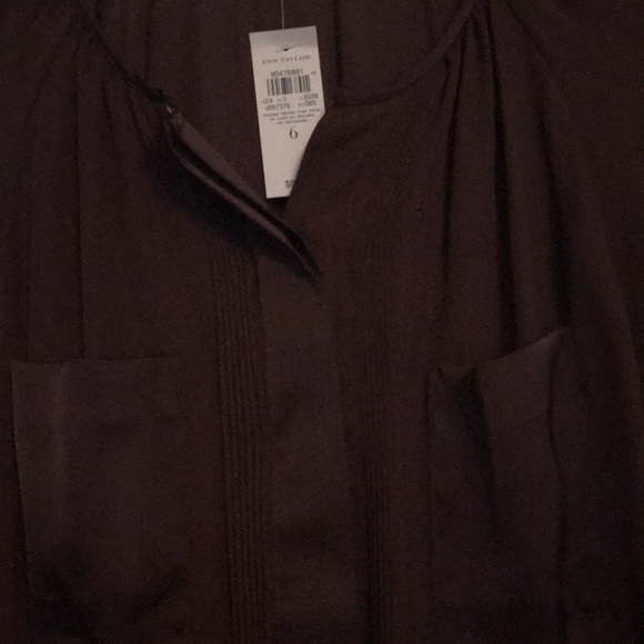 Ann Taylor Burgundy Long Sleeve Blouse - sheer - Picture 6 of 16